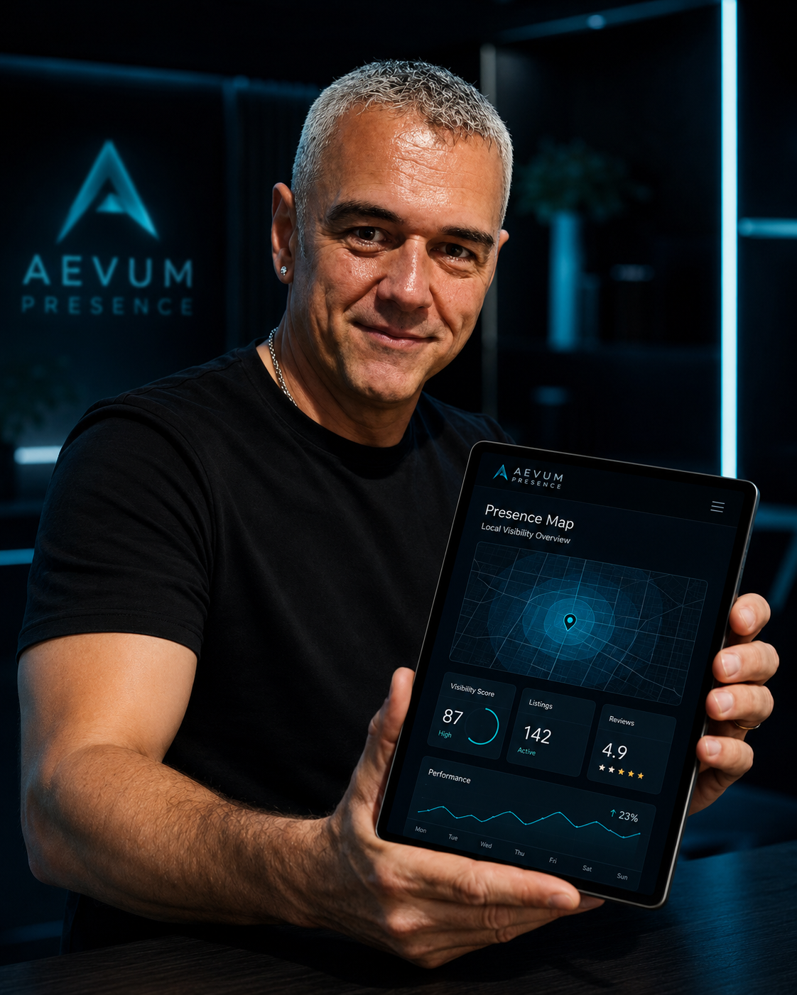Petar Todorovic von Aevum Presence bei der Erklärung digitaler Präsenz.